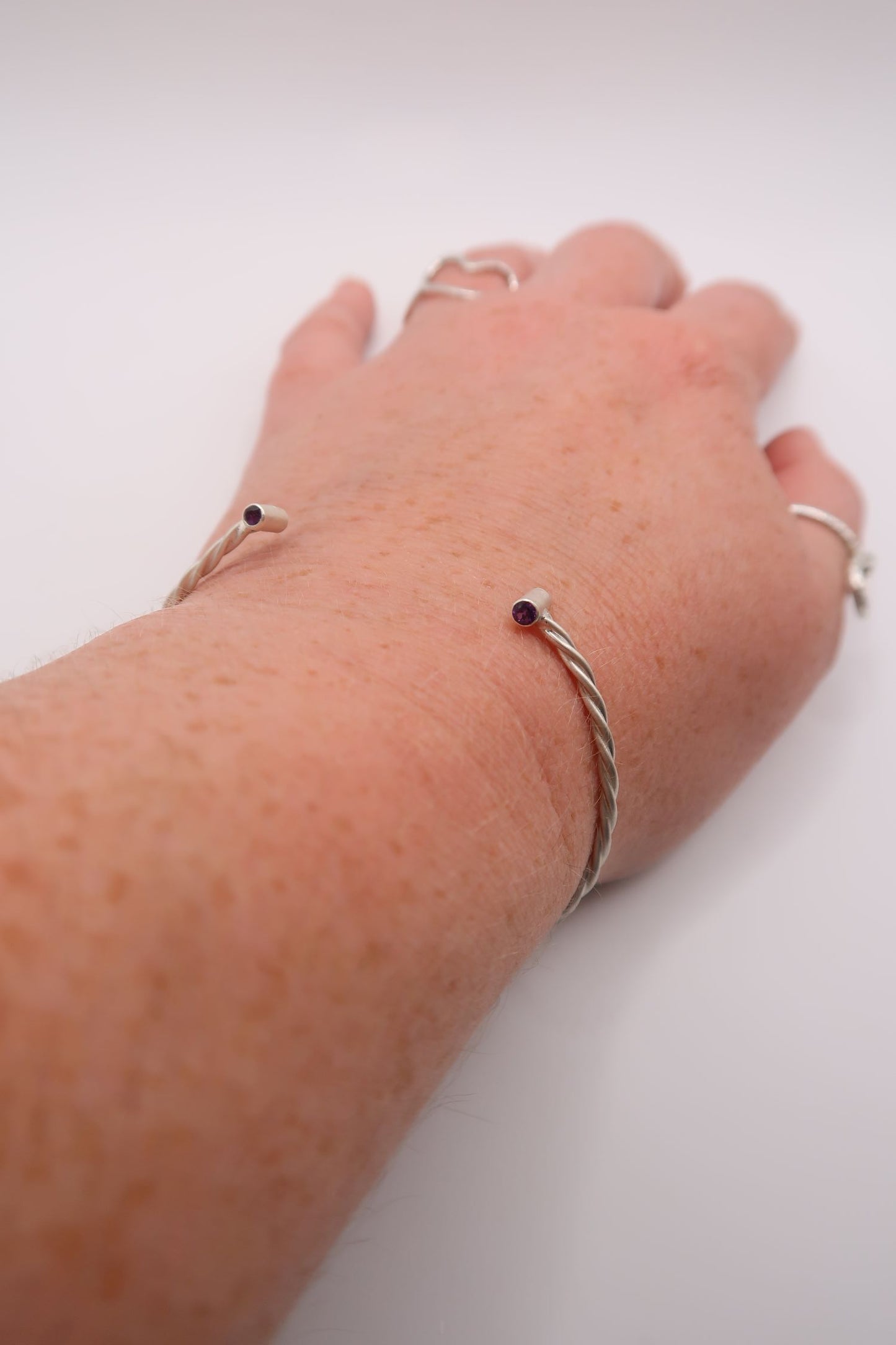 Twisted Gemstone Torque Bangle