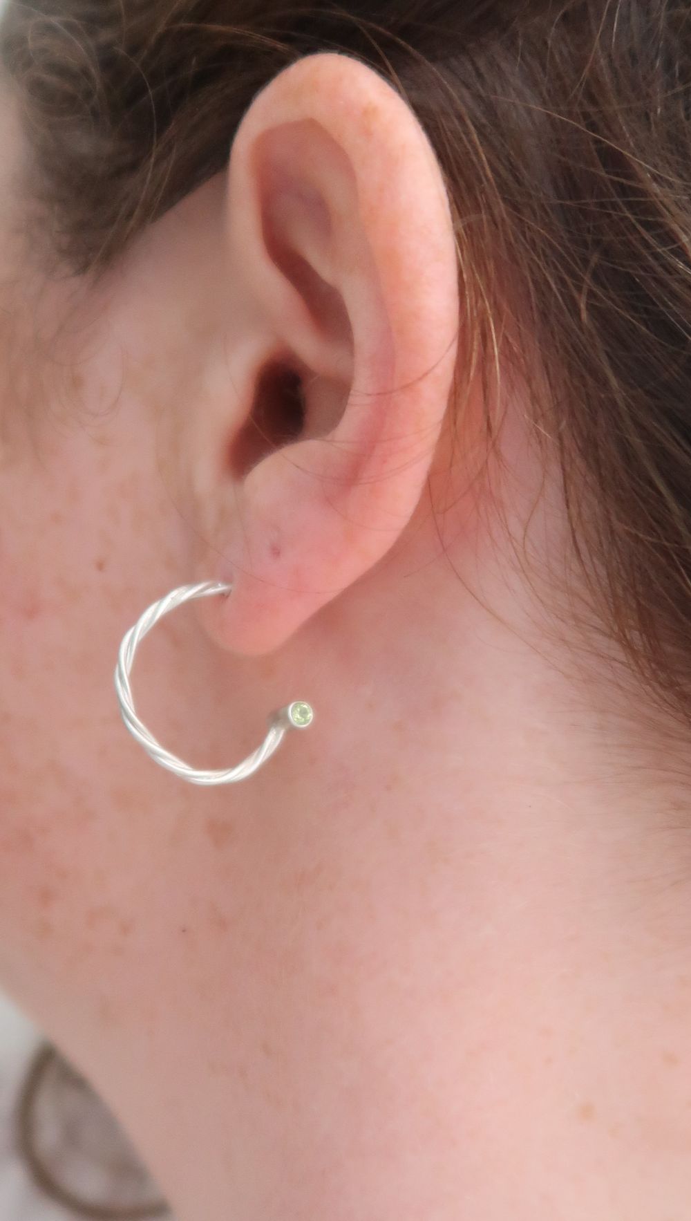 Twisted Gemstone Hoop