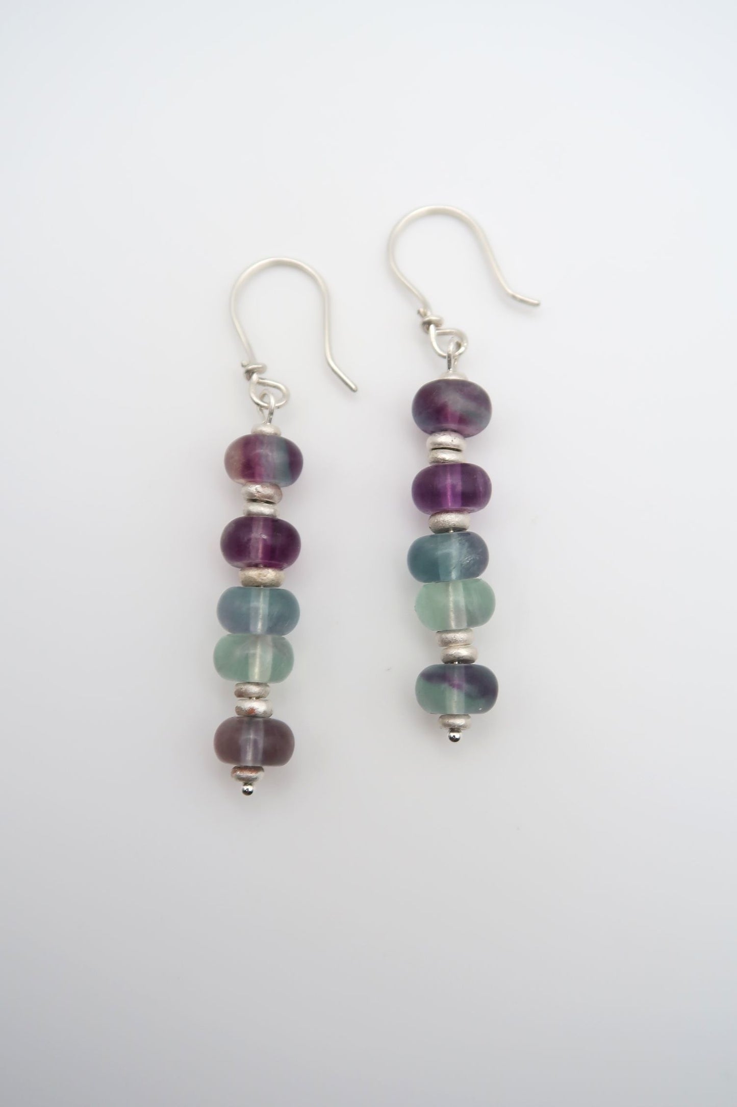 Fluorite & Silver Drop Earrings