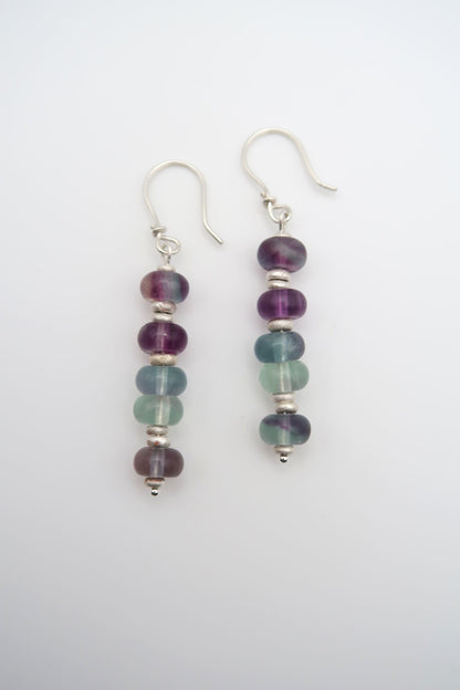 Fluorite & Silver Drop Earrings