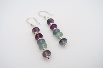 Fluorite & Silver Drop Earrings