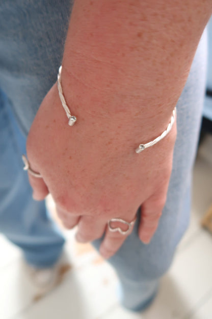 Twisted Gemstone Torque Bangle