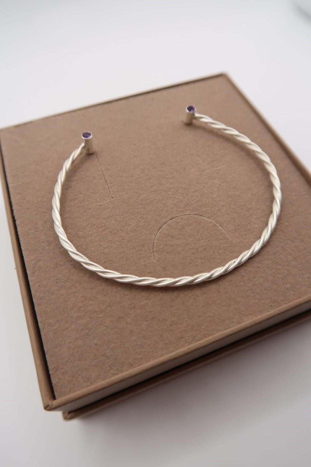 Twisted Gemstone Torque Bangle
