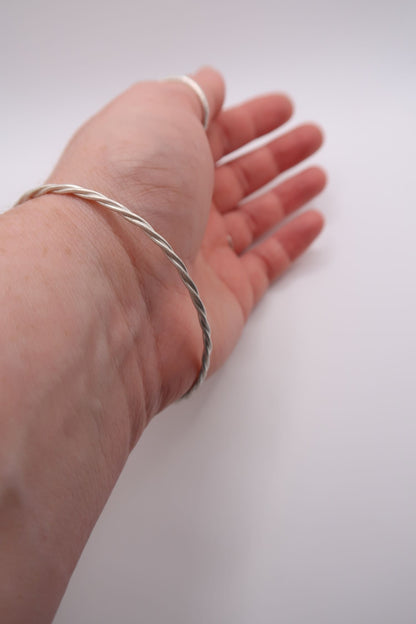 Twisted Gemstone Torque Bangle