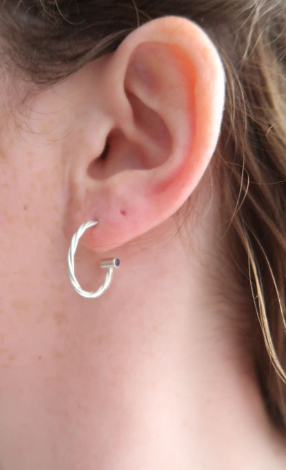 Twisted Gemstone Hoop