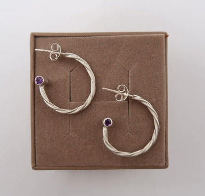 Twisted Gemstone Hoop