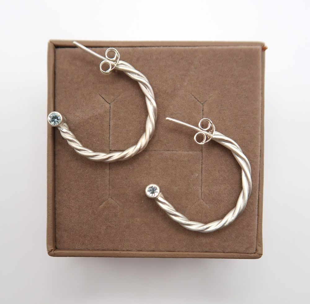 Twisted Gemstone Hoop