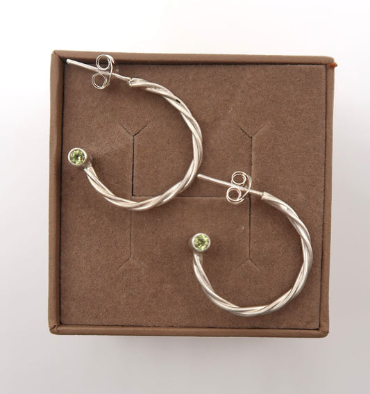 Twisted Gemstone Hoop